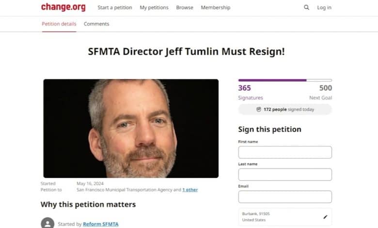 Jeffrey Tumlin Change.Org petition: San Francisco enterprise homeowners calling for Mayor London Breed to fireplace SFMTA director