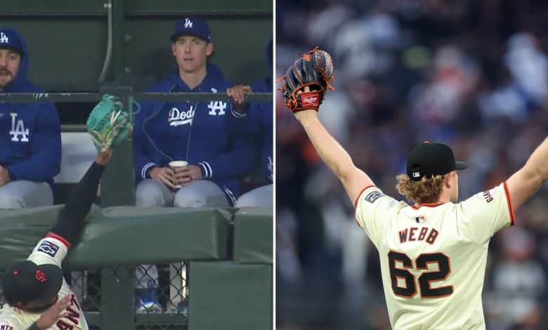 Luis Matos helps Logan Webb with dwelling run theft