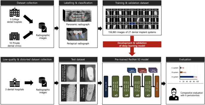 Identification of dental implant methods from low-quality and distorted dental radiographs utilizing AI educated on a big multi-center dataset